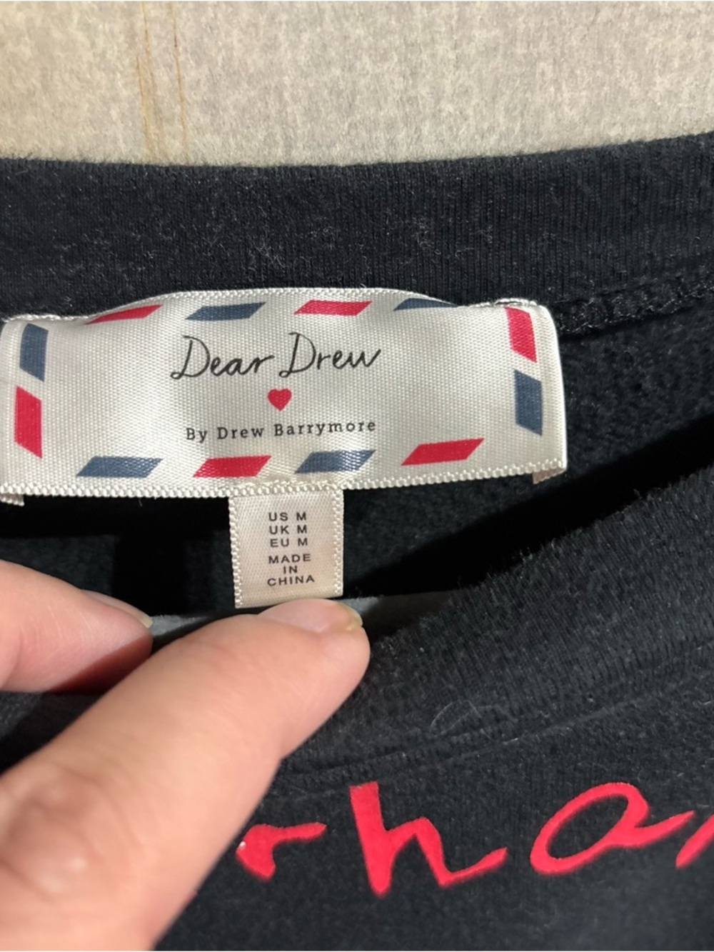 Dear Drew Black Graphic Sweatshirt M Quote Crewneck Pullover Casual Cozy - Picture 6 of 8
